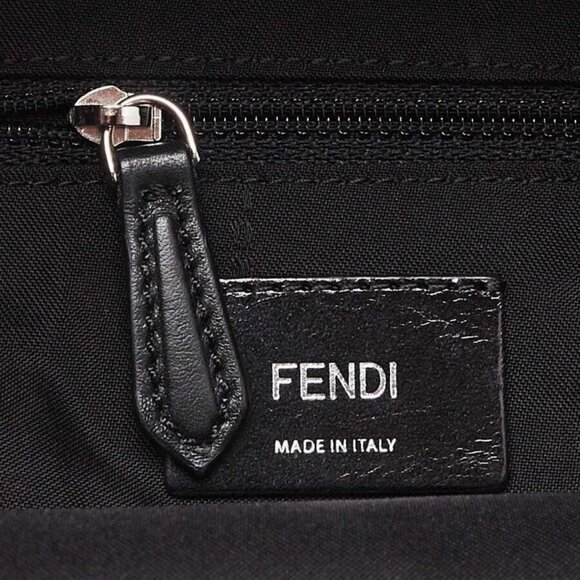 Fendi Black Nylon and Shearling Mini Backpack Bag - Picture 10 of 11